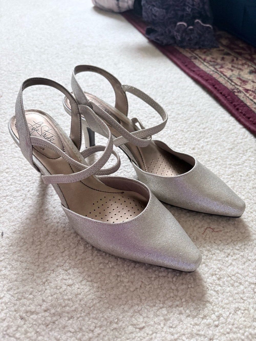 Silver Strappy Pointed-Toe Heels by Life Stride - Women